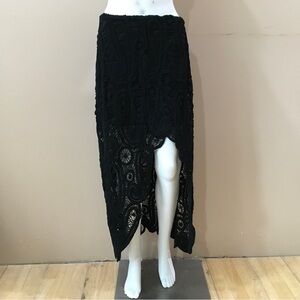 Ultra pink Crochet midi skirt rustic black cotton size m new